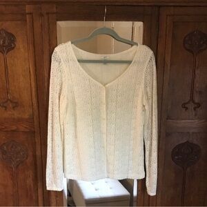 J. Jill Cream Lace Long Sleeve Top